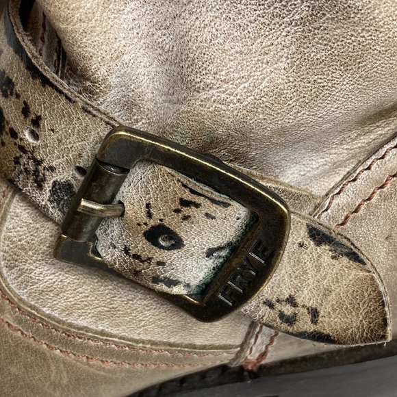 FRYE Slate Brown VERONICA SLOUCH Harness Riding boots Sz 6.5 Distressed Bohemian - Picture 3 of 16